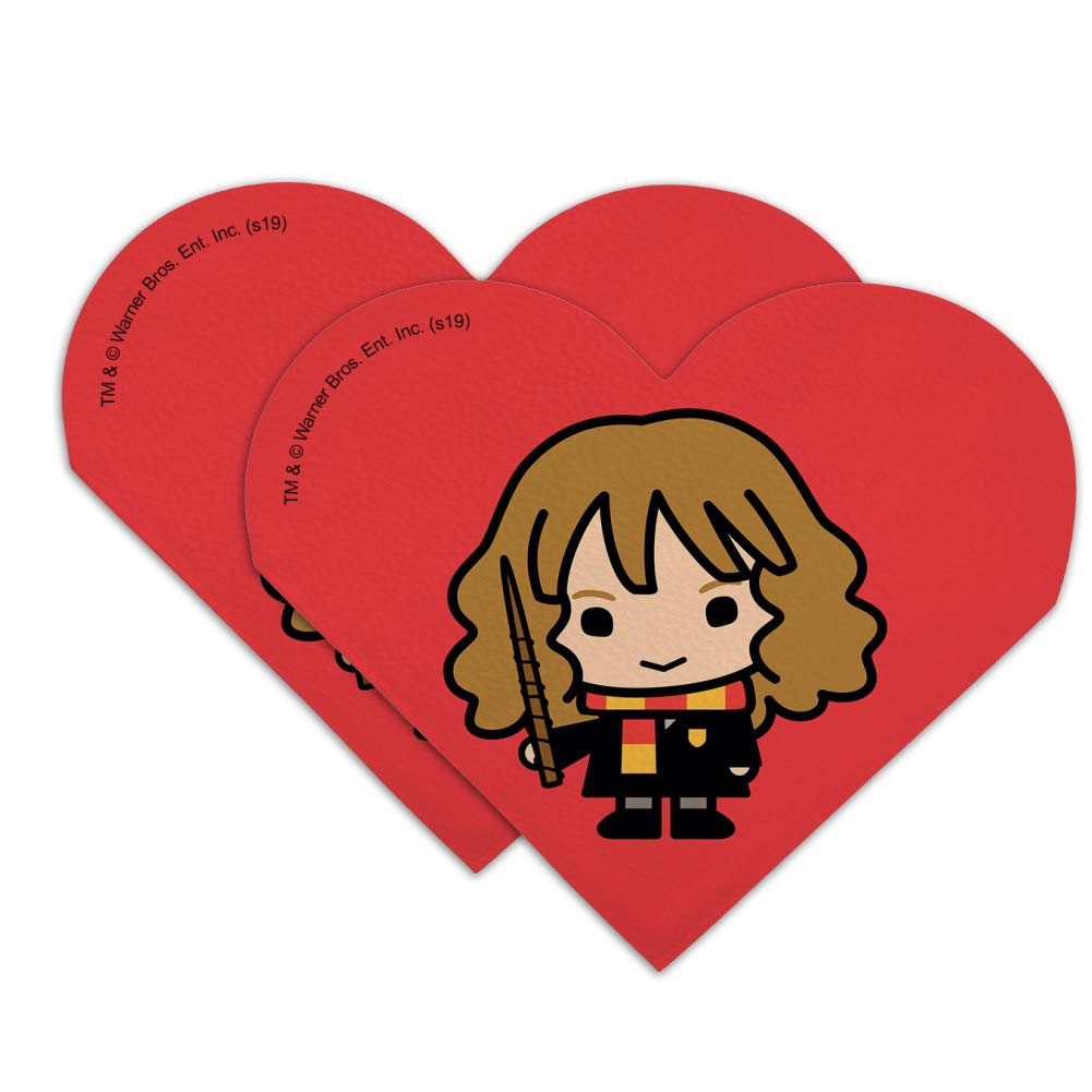 Harry Potter Hermione Granger Cute Chibi Character Heart-Shaped Faux Leather Bookmark Set of 2 - Perfect for Book Lovers, Gifts & Collectibles