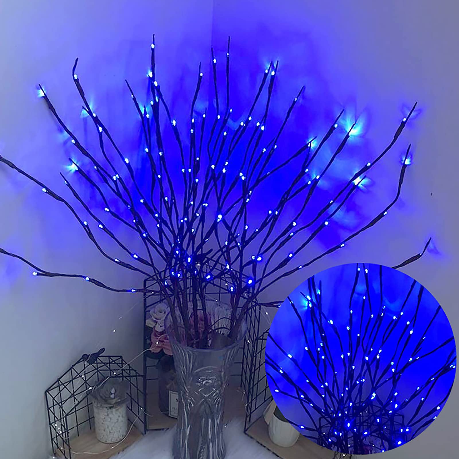 Atroy 9-Piece 30-Inch LED Twig Branch Lights - Realistic Simulation Willow Tree Fairy Lights for Home Decor, Vase Filler, Wedding & Christmas Ornaments (Blue) | Perfect for Bedroom, Garden, Party & Holiday Decorations