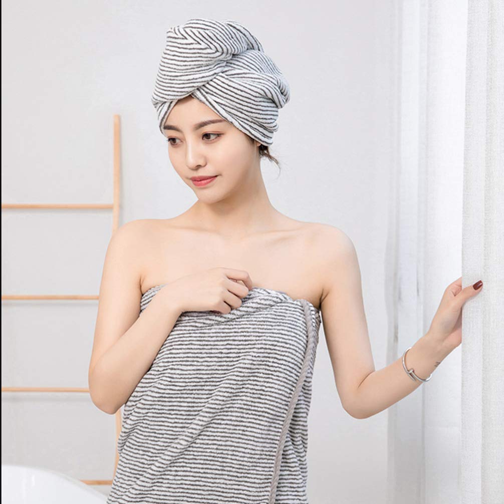 EXCLUZO 2-Pack Microfiber Hair Towel Wrap - Super Absorbent Hair Drying Towel & Bath Cap for Women, Men - Quick Dry Hair Turban for Shower, Swimming, Salon & Home Use