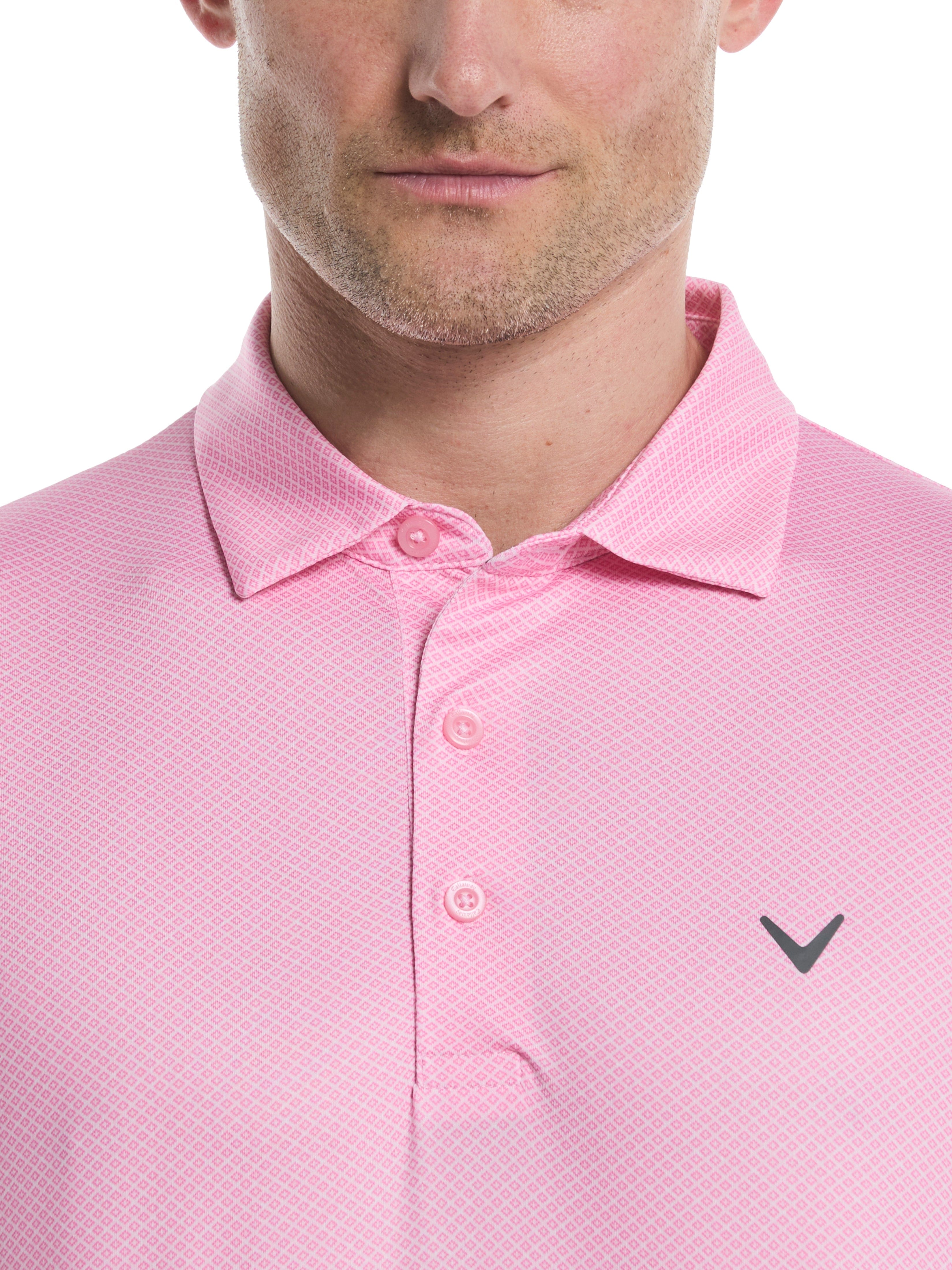 Men's Heather Geo Print Golf Polo Shirt - Moisture Wicking, UV Protection & Breathable for Golf, Casual Wear & Outdoor Activities