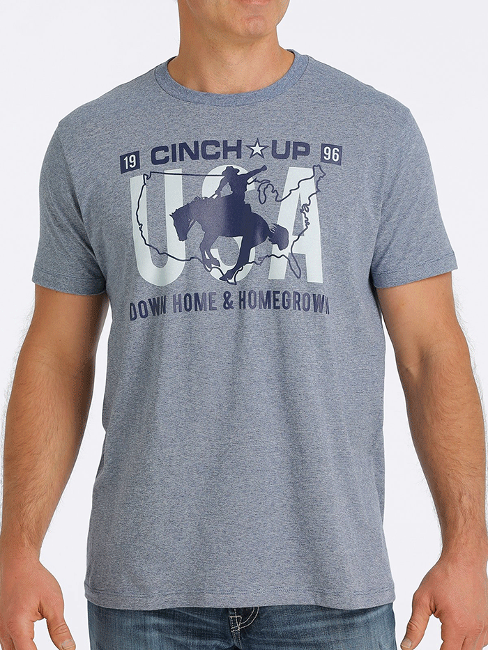 Cinch MTT1690500 HBL Men's Cinch Up Tee - Denim Blue Long Sleeve Shirt for Casual Wear & Outdoor Activities