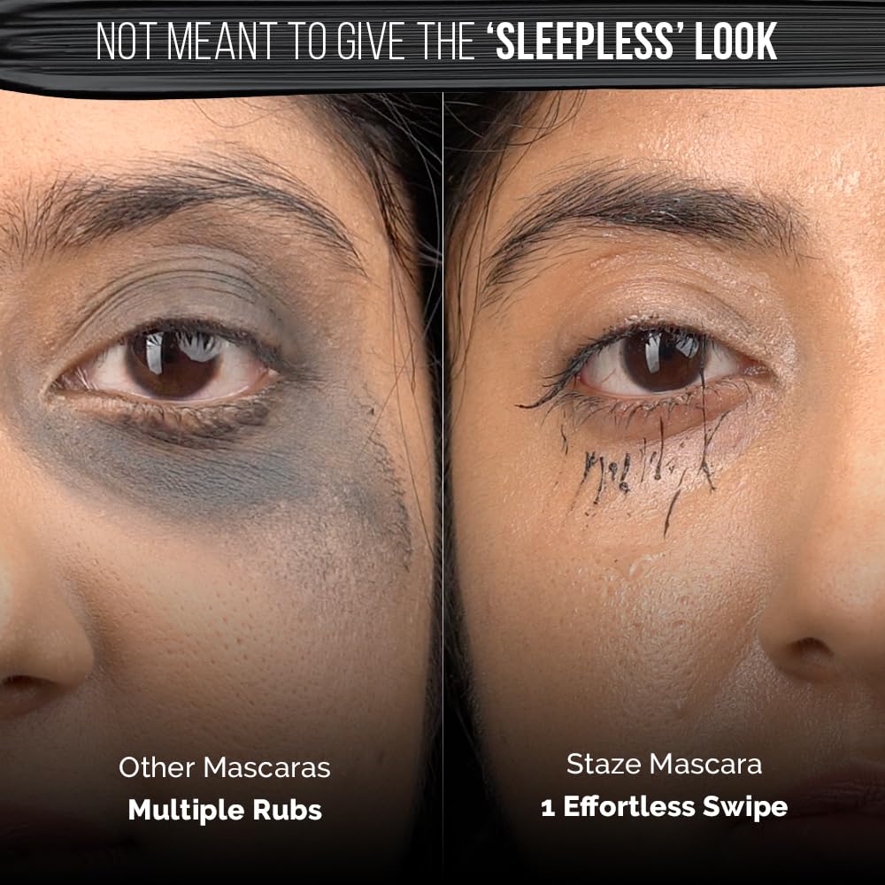 Staze 9to9 All Eyes on You Volumizing Mascara - Smudgeproof, Waterproof & Clump-Free | High Impact Black Tubing Mascara (5ml) for Day to Night Wear | Perfect for Work, Date Night & Special Occasions