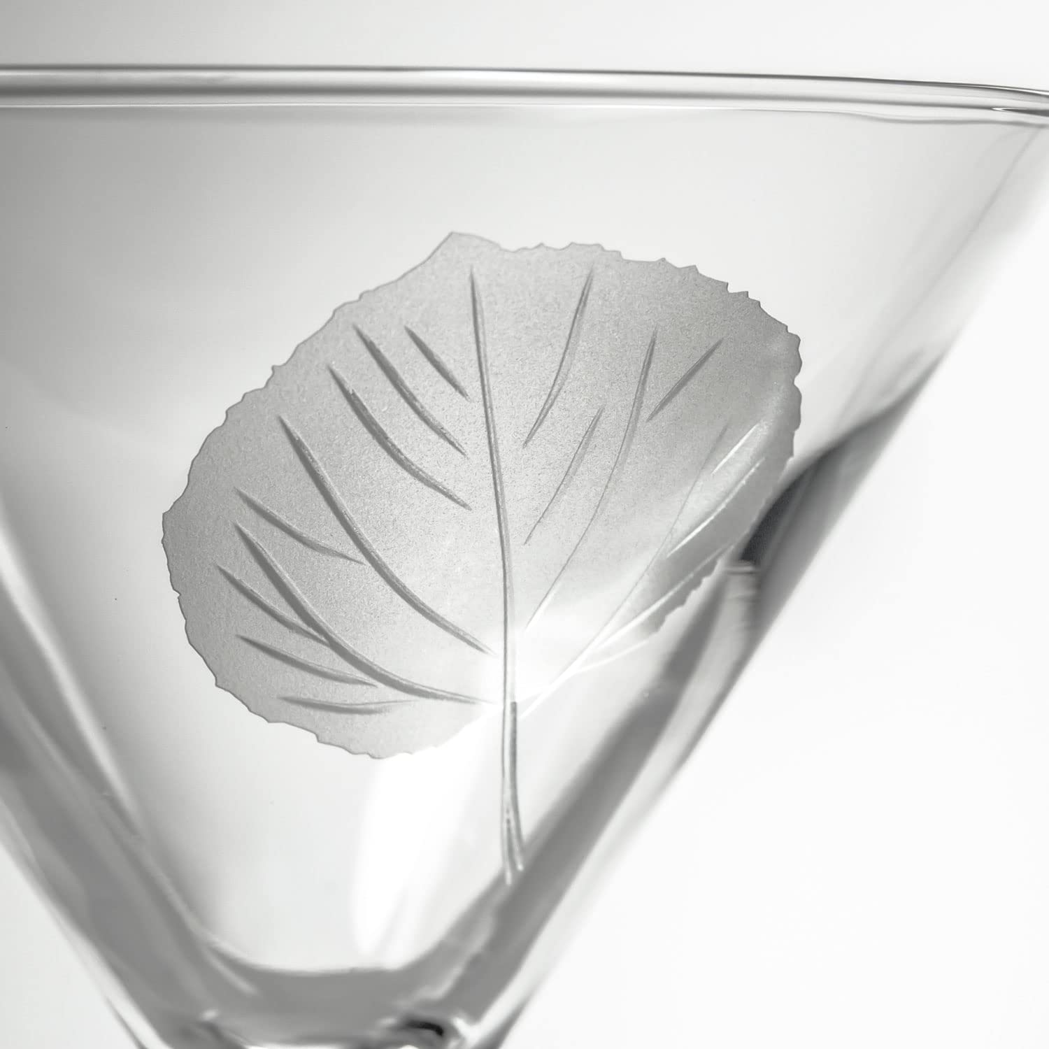 Premium Rolf Glass Aspen Leaf Martini Glasses Set of 4 - 10oz Lead-Free Crystal Clear Cocktail Glasses with Diamond-Wheel Engraved Design - Handcrafted in USA - Perfect for Home Bars, Dinner Parties & Gift Giving