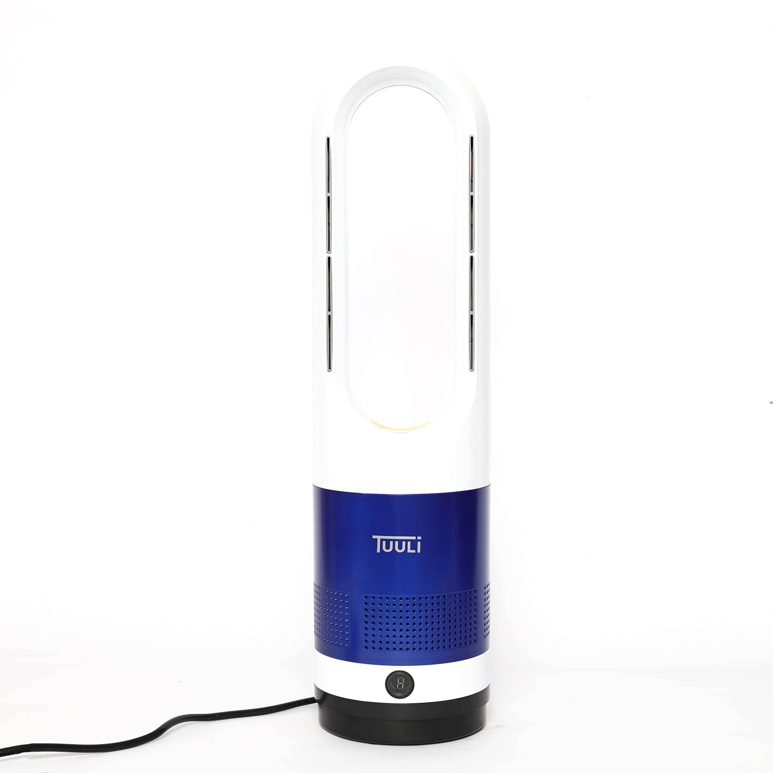 Tuuli 2-in-1 Tower Fan & Heater - Bladeless, 9 Cooling Speeds, 4 Heating Levels, 80° Oscillation, 8H Timer, Blue - Perfect for Bedroom, Office & Home Use