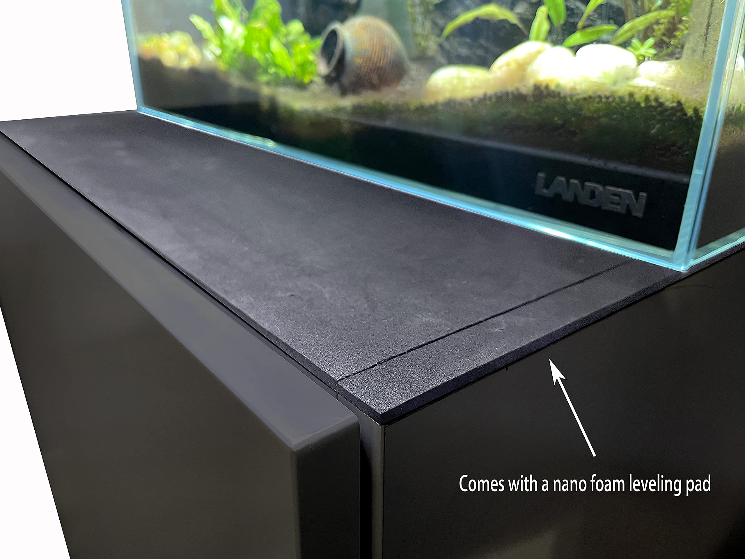 LANDEN 30 Gallon Aquarium Stand - Sturdy Wooden Fish Tank Cabinet for Freshwater & Saltwater Aquariums, Reptile Terrariums - Includes Nano Foam Leveling Mat - 23.6