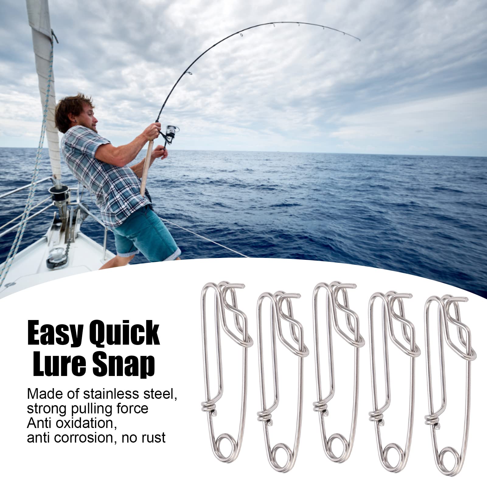 **5-Pack Stainless Steel Fishing Clips for Longline Fishing - Durable 3.0 x 110mm Hooks - Perfect for Saltwater & Freshwater Anglers - Ideal for Trolling, Deep Sea & Shore Fishing**
