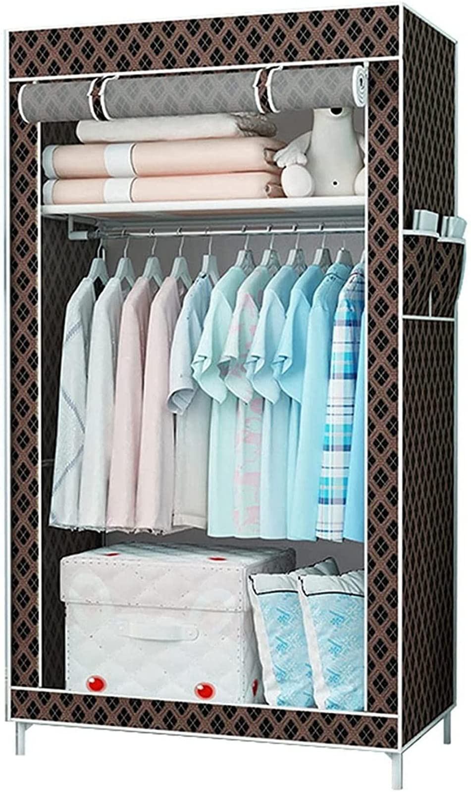 Portable Fabric Wardrobe Closet - Foldable Storage Organizer with Shelves for Bedroom, Closet & Travel (155x43x70cm) | Space-Saving Clothes Storage Solution for Small Apartments & Dorm Rooms