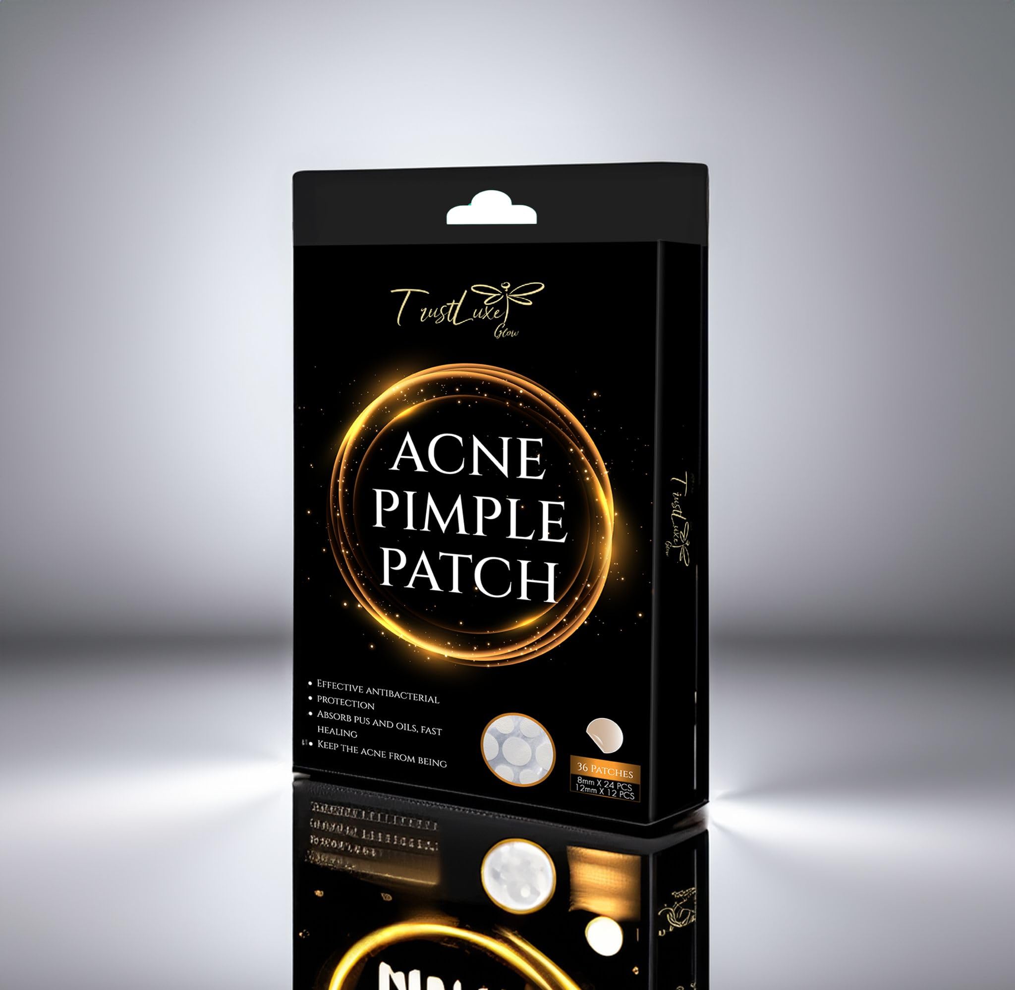 Acne Pimple Patches with Collagen & Vitamin C - Salicylic Acid Hydrocolloid Spot Treatment for Face (8mm & 12mm, 36 Count) | Organic, Sulfate-Free, Invisible | Perfect for Overnight Acne Care & Daily Blemish Cover
