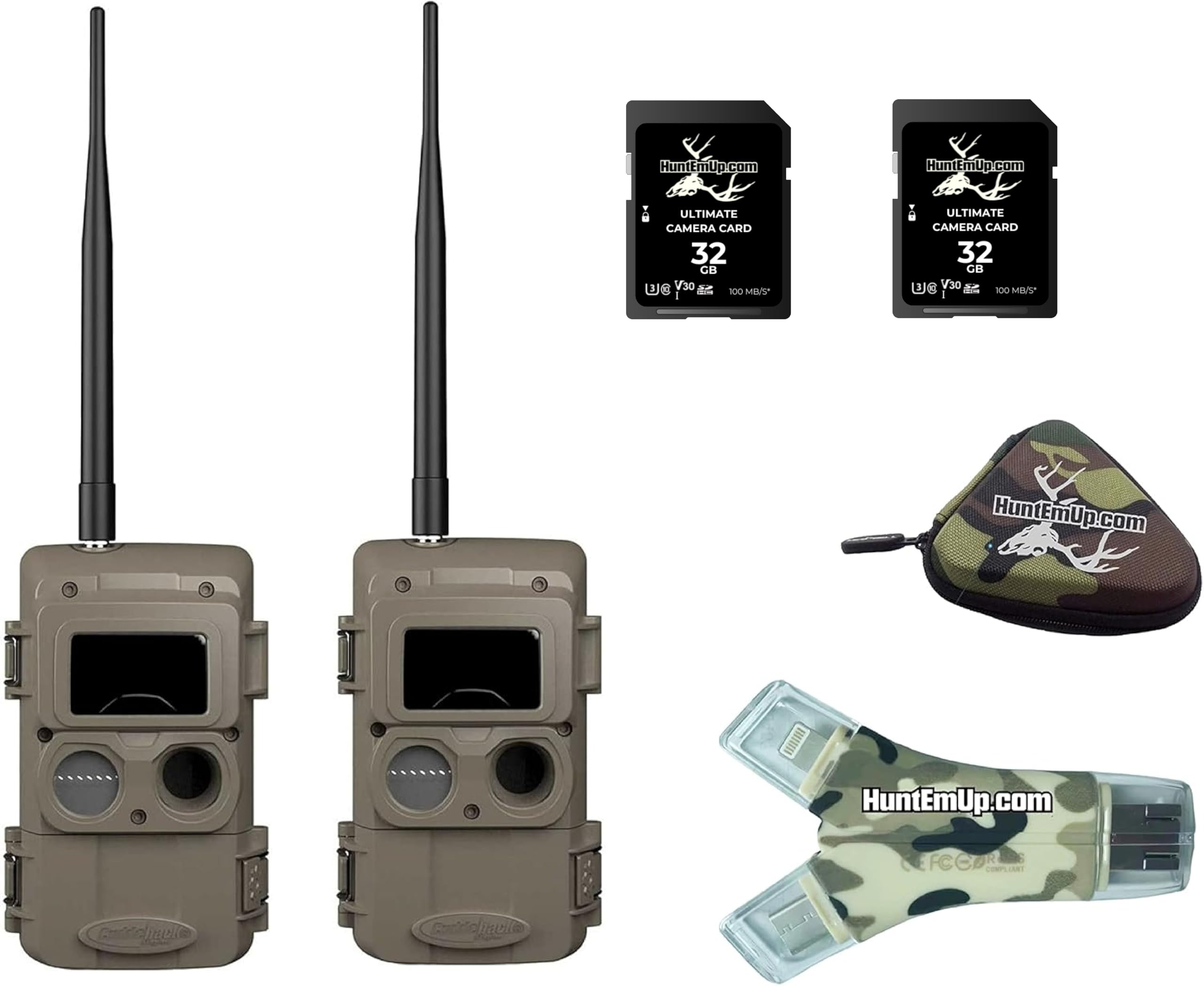 Cuddeback Cuddelink 2 Long Range IR Remote Trail Cameras - L Series with 2 x 16GB SD Cards & Free Hunters Warehouse Hat - Perfect for Wildlife Monitoring, Hunting, and Outdoor Security Surveillance