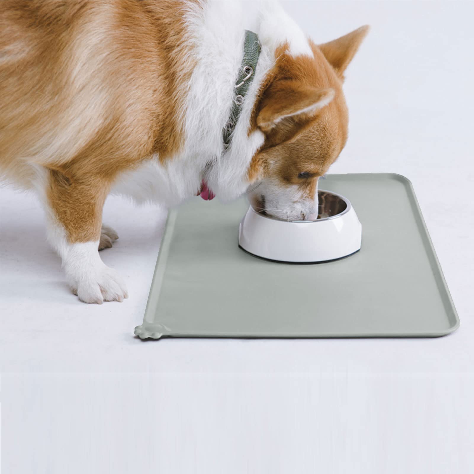AUDWUD Non-Slip Silicone Pet Feeding Mat - Waterproof Dog Bowl Placemat for Food & Water - Perfect for Kitchen, Crate, and Outdoor Use