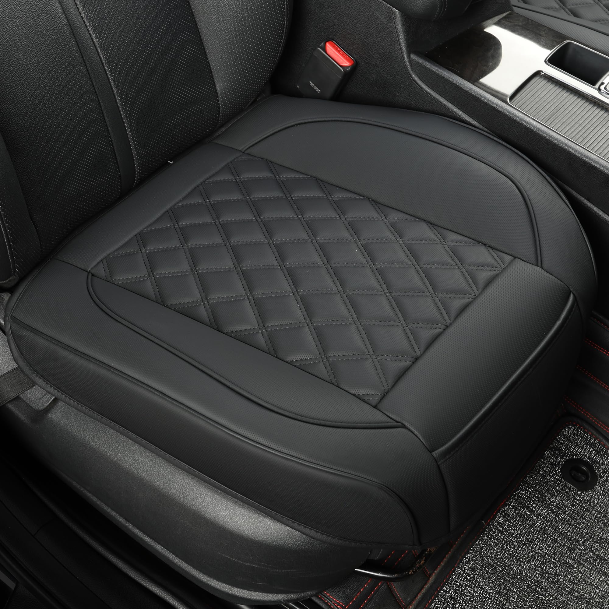 2 Pack Premium Leather Front Car Seat Covers - Waterproof Luxury Seat Protectors with Full Wrap Design for Sedan, Truck & SUV - Universal Fit for Most Vehicles - Perfect for Daily Commute & Road Trips (Black)