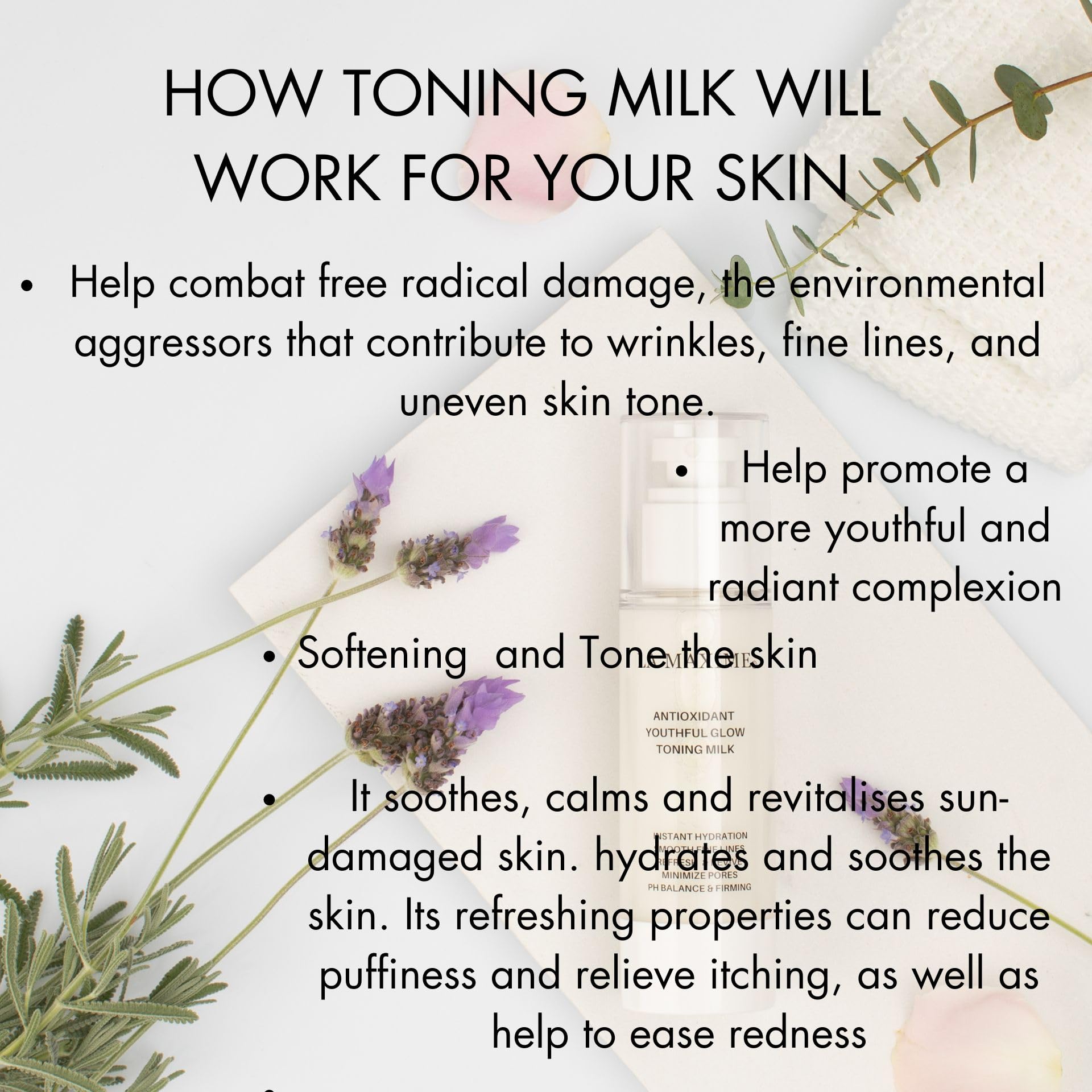 Antioxidant Youthful Glow Toning Milk - 2.7 Fl Oz Facial Moisturizer for Brightening & Hydrating Skin | Perfect for Daily Skincare Routine & Anti-Aging Care