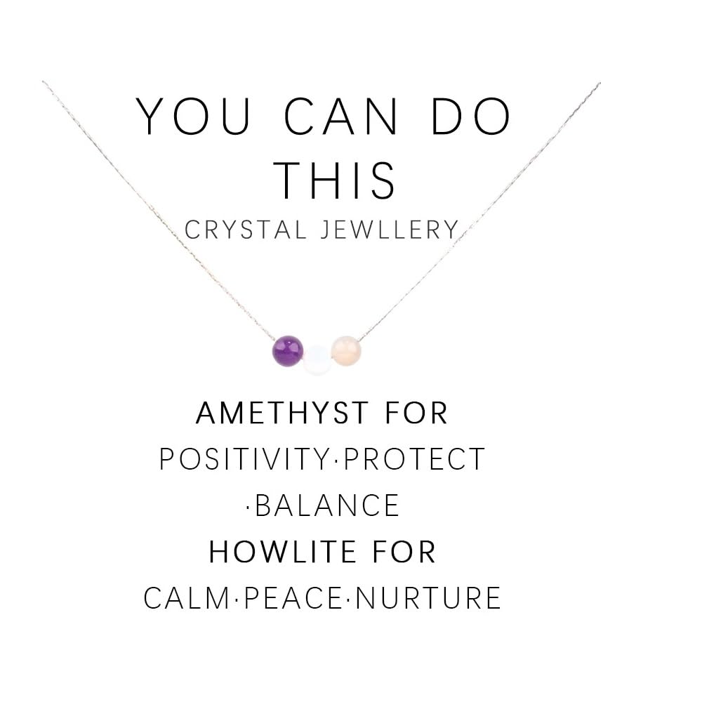 Natural Amethyst Stone Healing Chakra Necklace for Women & Men - Stress Relief, Anxiety Calm, Yoga Jewelry with Blessing Card - Perfect for Meditation, Spiritual Protection & Birthday Gifts