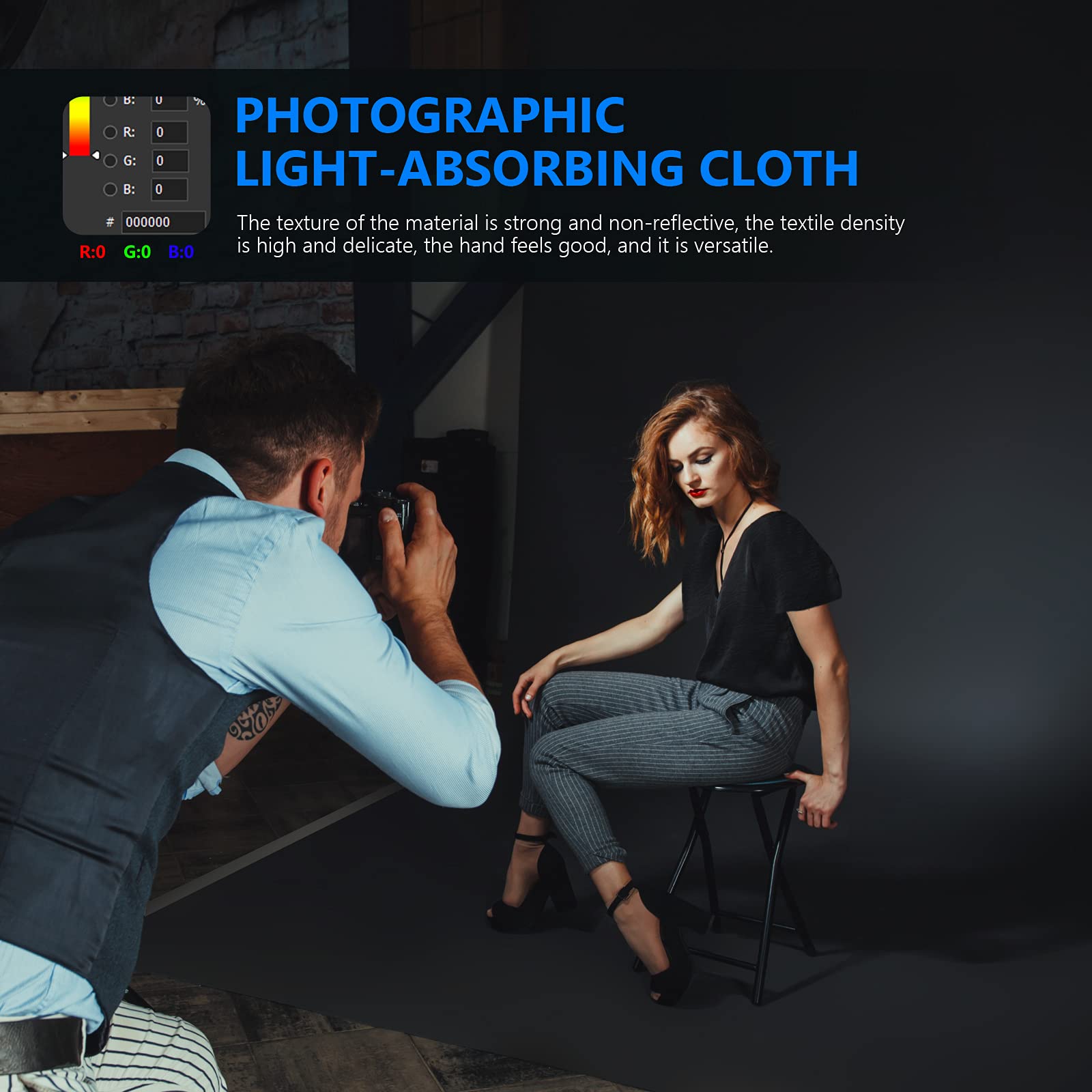 Neewer 6x9FT (1.8x2.8M) Professional Photography Muslin Backdrop - Durable Collapsible Studio Background for Photo, Video & TV Production - Black - Perfect for Portrait, Product & YouTube Content Creation