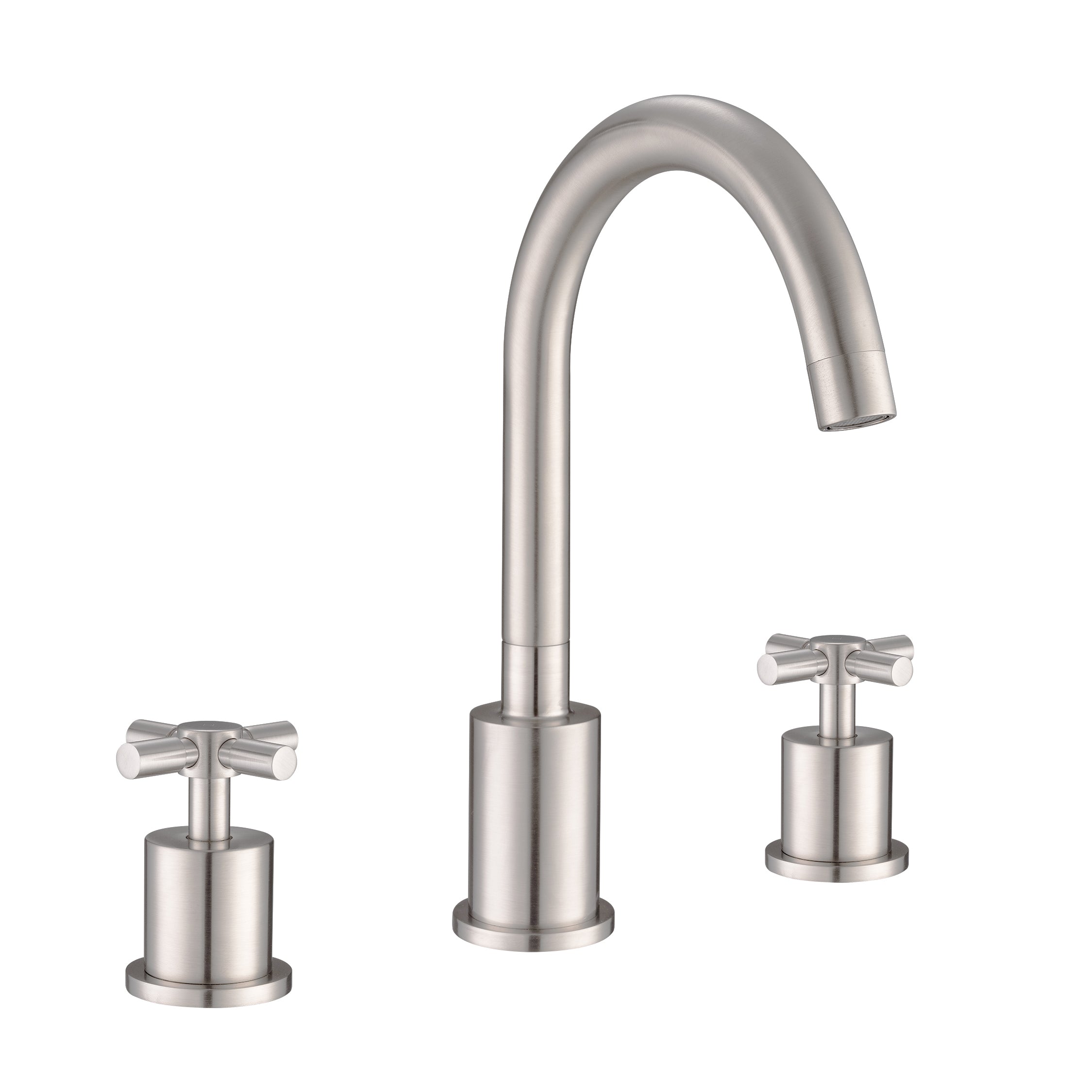 Prima 3-Hole Brushed Nickel Bathroom Faucet - Modern Waterfall Bath Sink Faucet with Lever Handles for Vanity, Powder Room & Guest Bath Installation