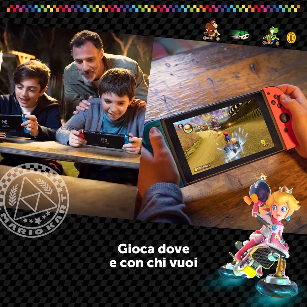 Mario Kart 8 Deluxe - Nintendo Switch Racing Game - Italian Edition - Physical Cartridge Version - Fun Family Multiplayer Game for Parties & Game Nights