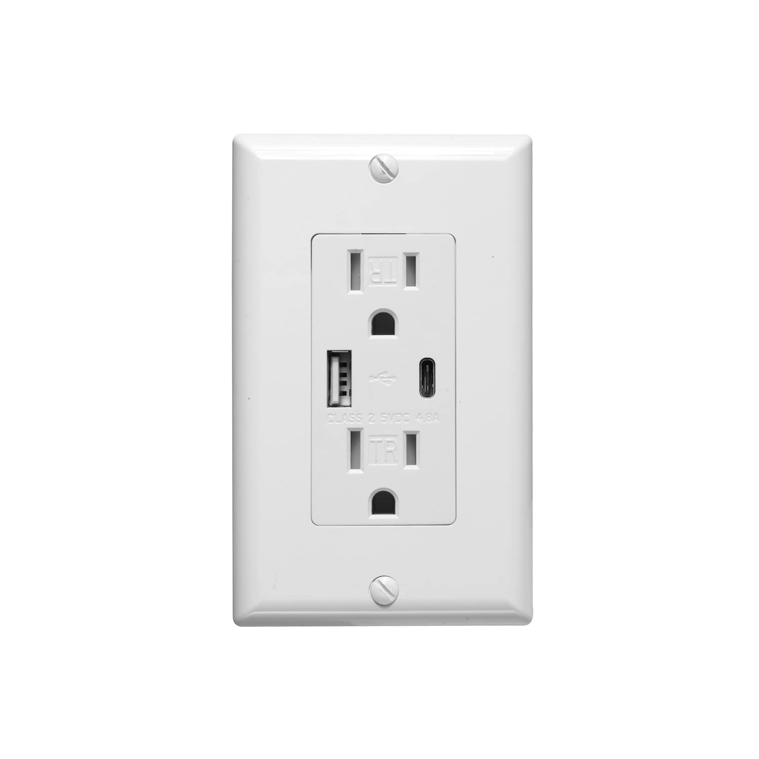 QPLUS USB C & A Wall Outlet Charger - 15A Tamper Resistant, UL Listed (1 Pack) - Fast Charging for Smartphones, Tablets & Devices in Home, Office & Hotel