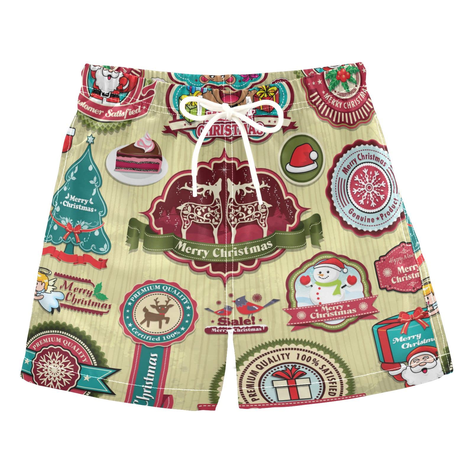**Santa Claus Swim Trunks for Boys - Christmas Themed Board Shorts, Beach & Surf Swimwear - Perfect for Hawaii Vacations, Pool Parties & Holiday Festivities**