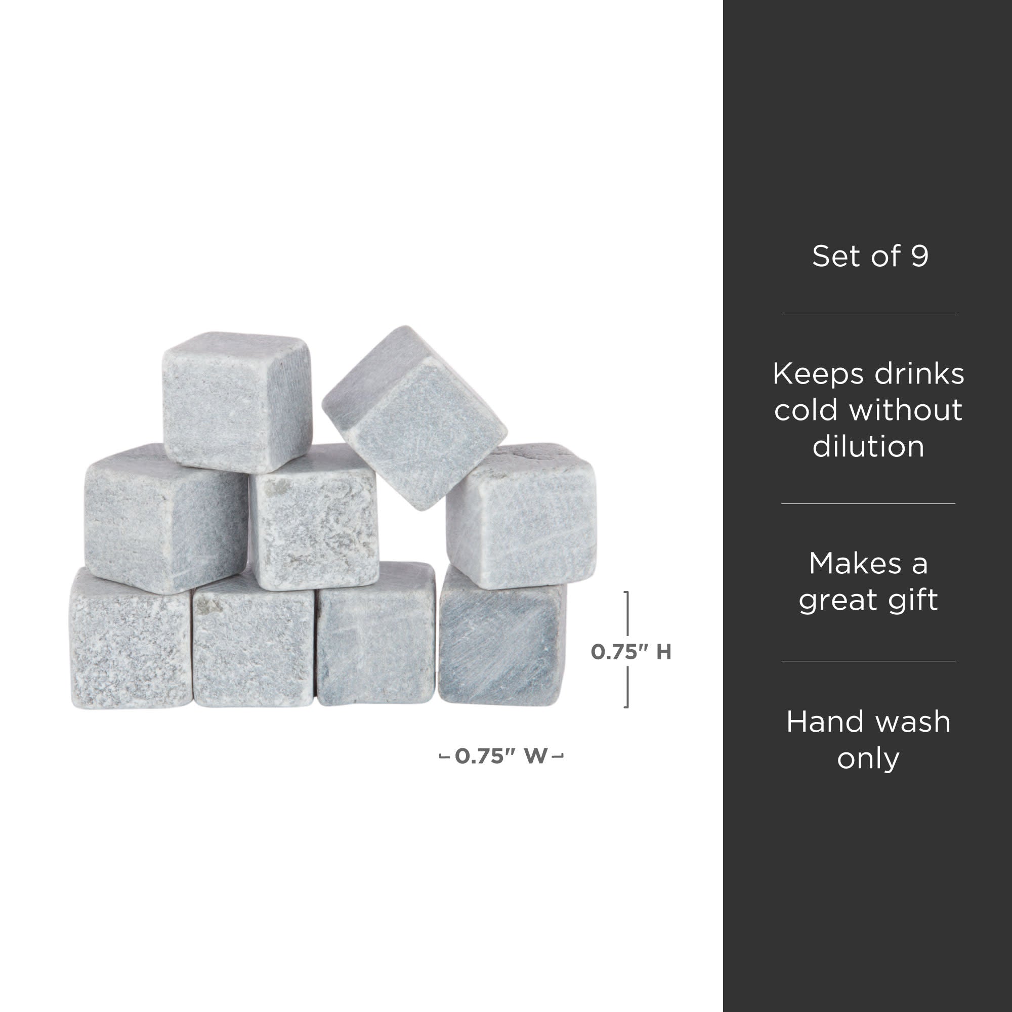 Premium Natural Soapstone Cube Set of 9 - Glacier Rocks for Whiskey Stones, Chilling Drinks & Home Decor - Perfect for Cocktails, Wine Cooling & Decorative Displays