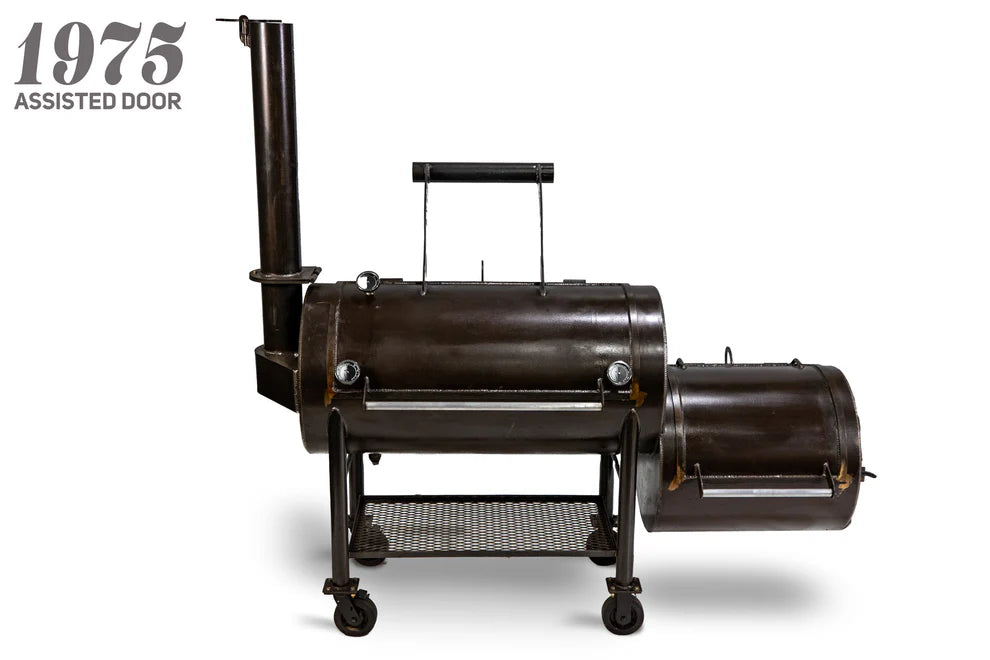 Workhorse Pits 1975 Heavy Duty Offset Smoker with Upper Cooking Rack, Cowboy Firebox & Door Assist - Perfect for Backyard BBQs, Tailgating & Outdoor Cooking