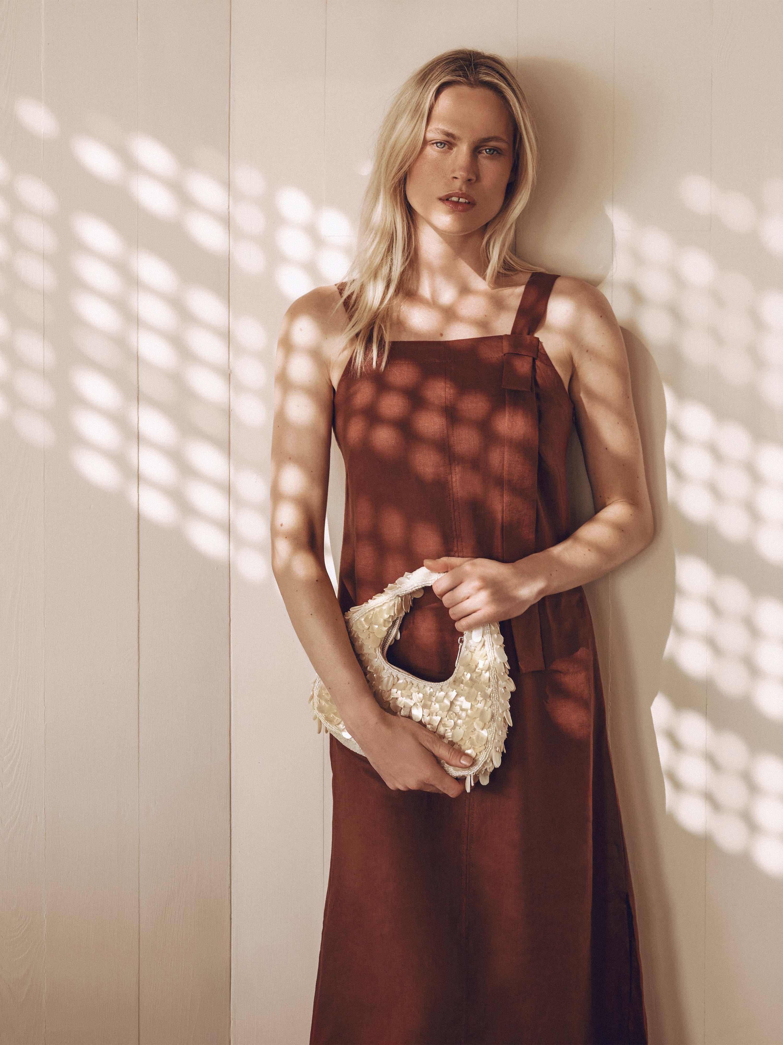 Linen Square Neck Dress for Women - Soft & Breathable Summer Dress in Brown | Perfect for Beach, Vacation & Casual Outings