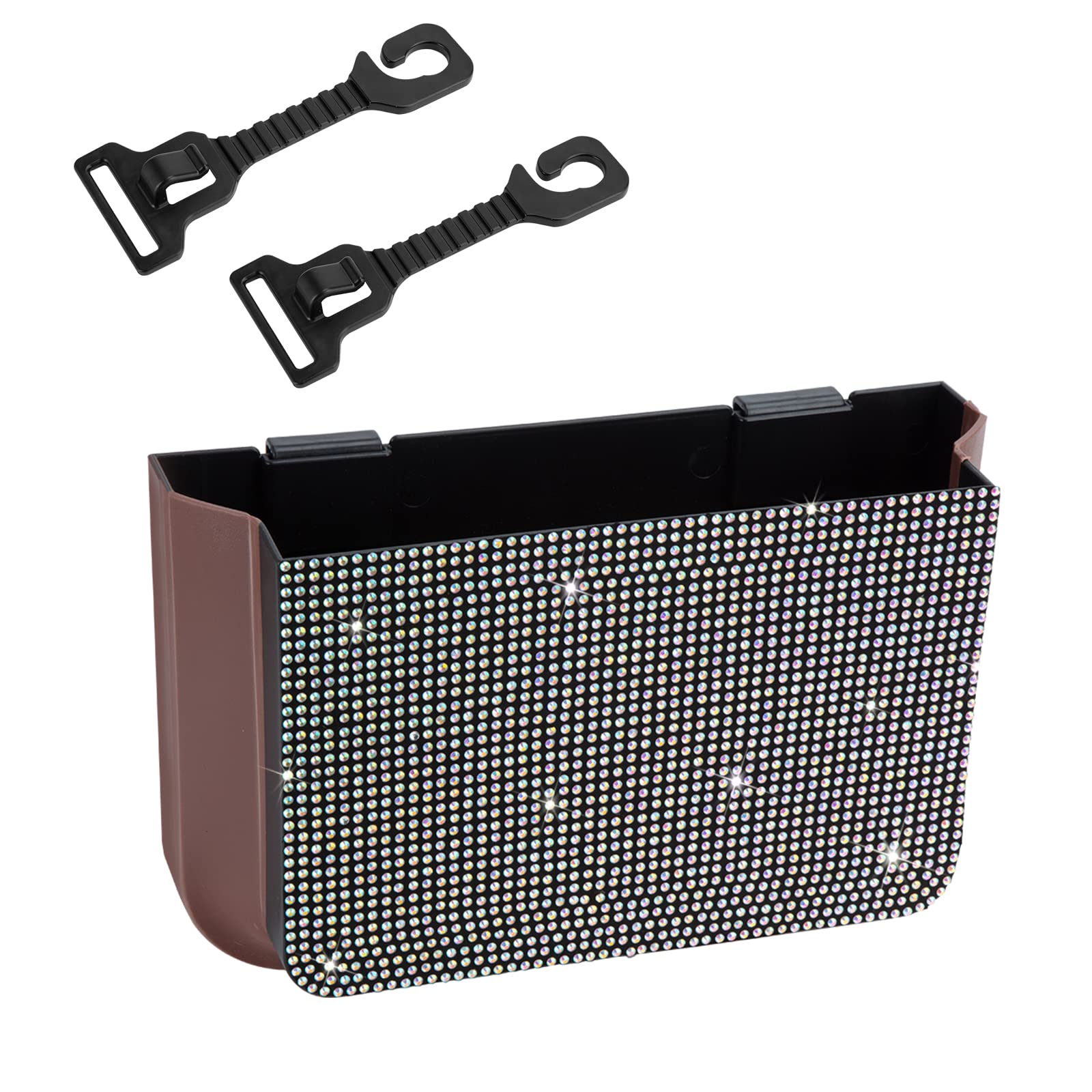 Bling Car Trash Can - Hanging Car Garbage Bin with Multicolor Rhinestones | Car Accessories for Organization & Road Trips