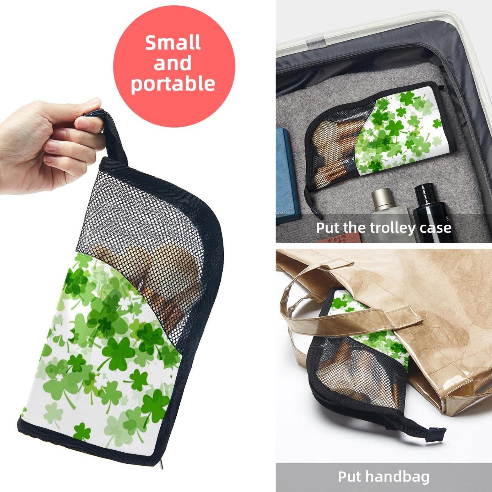 12-Piece Makeup Brush Organizer Bag with Portable Holder Case - Perfect for Travel, Home & St. Patrick's Day Shamrock Themed Makeup Storage