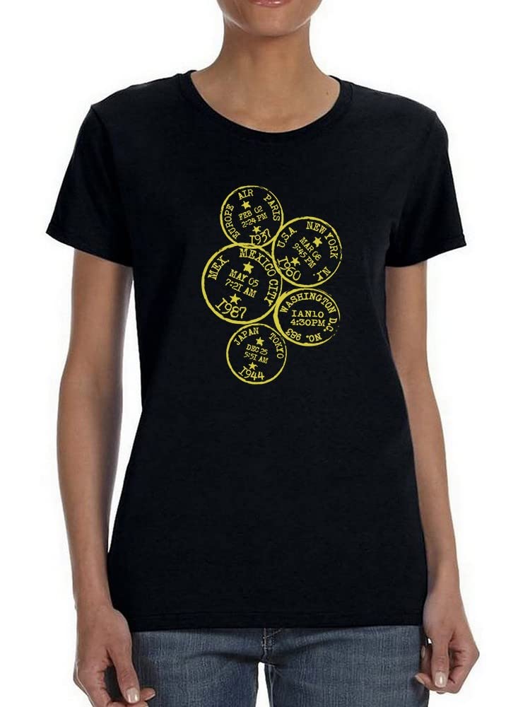 Vintage Passport Stamp Graphic Women's T-Shirt - Travel Inspired Casual Tee for Women | Perfect for Vacations, Road Trips & Wanderlust Outfits