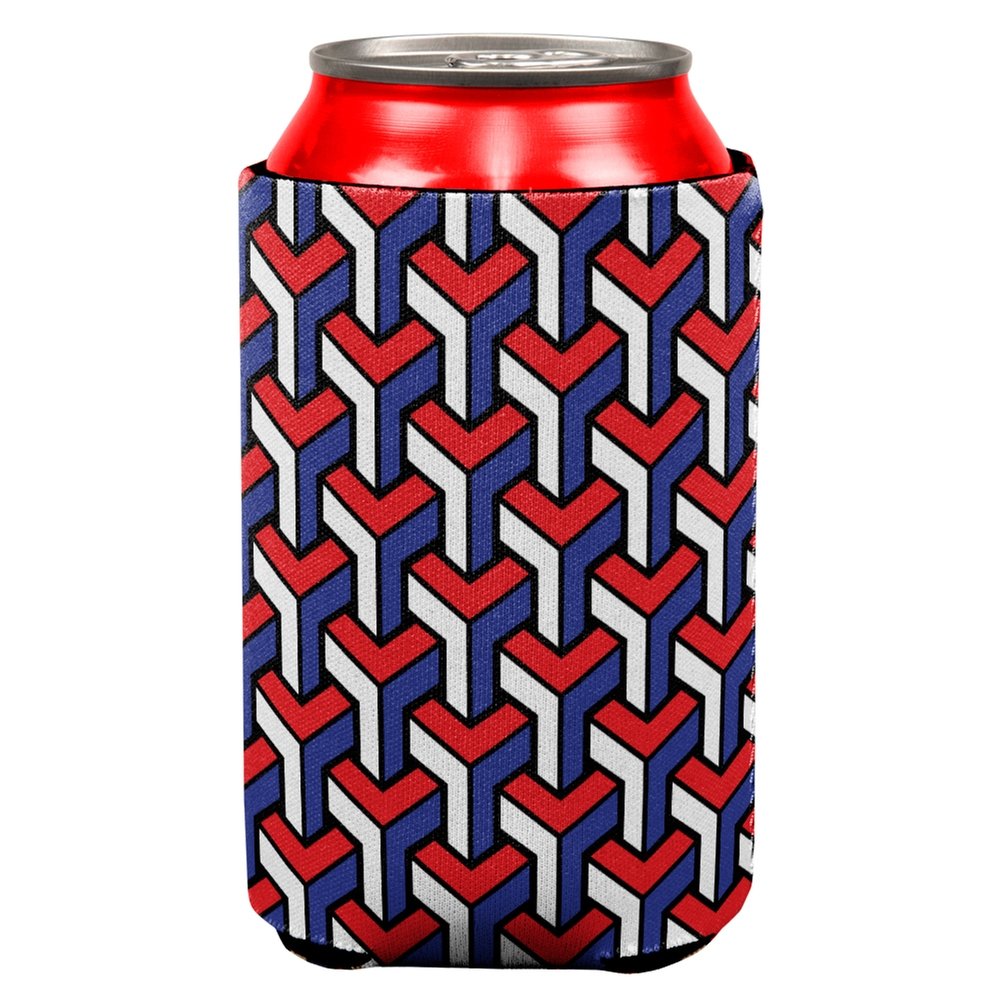3D Red White & Blue Patriotic Can Cooler - Insulated Beer Sleeve for Summer BBQs, Pool Parties & 4th of July Celebrations