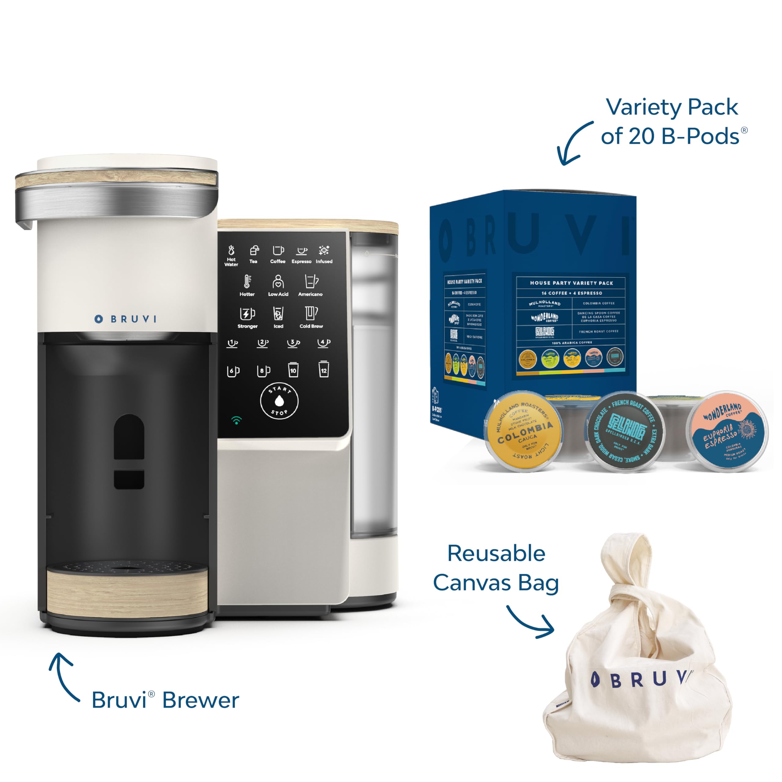 Premium Single-Serve Coffee Maker with 20 B-Pods - Compatible with Coffee & Espresso - Perfect for Home, Office or Travel Use