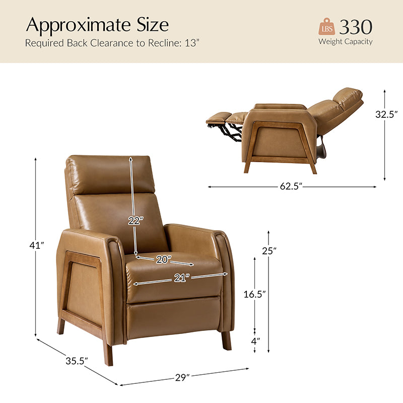 Linzy Genuine Leather Power Recliner Chair - Electric Lift Reclining Sofa for Living Room, Home Theater & Office Comfort (Brown)