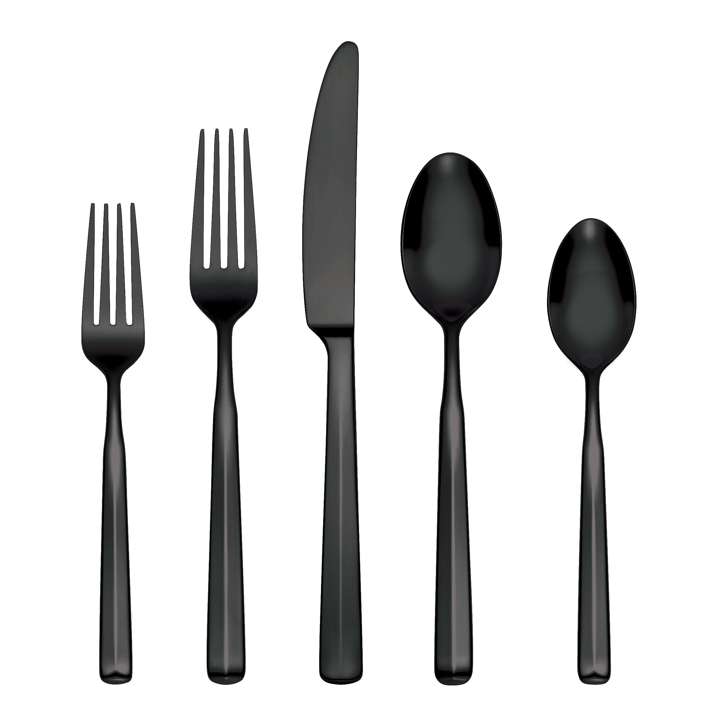 Ryder Black Satin 20-Piece Flatware Set - Stainless Steel Cutlery Set for 4 People - Perfect for Dining, Parties, and Everyday Use