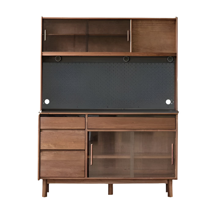 Premium Black Walnut Solid Wood Sideboard - Modern Luxury Buffet Cabinet for Dining Room, Living Room & Entryway Storage