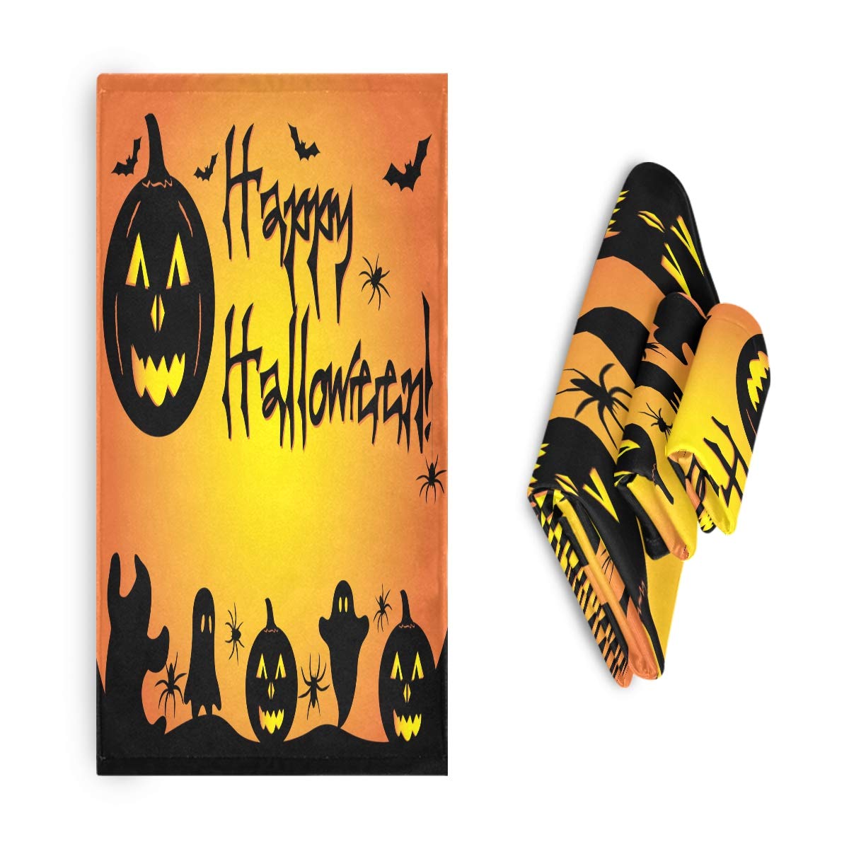**Premium Halloween Towel Set - 3-Piece Highly Absorbent Bath & Hand Towels with Skull, Pumpkin & Witch Designs - Perfect for Bathroom Decor, Spooky Parties & Cozy Fall Vibes**