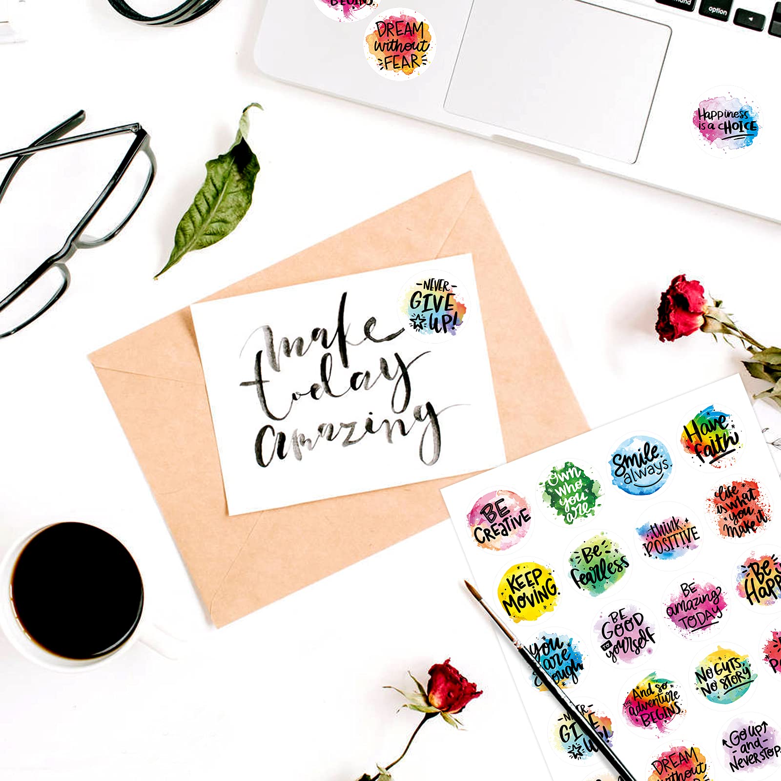 480 Inspirational Quote Stickers - Motivational Words & Encouraging Phrases for Planners, Journals, Scrapbooks - Perfect for Books, Phones, Cars, Bikes & DIY Projects - Boost Your Daily Motivation & Creativity