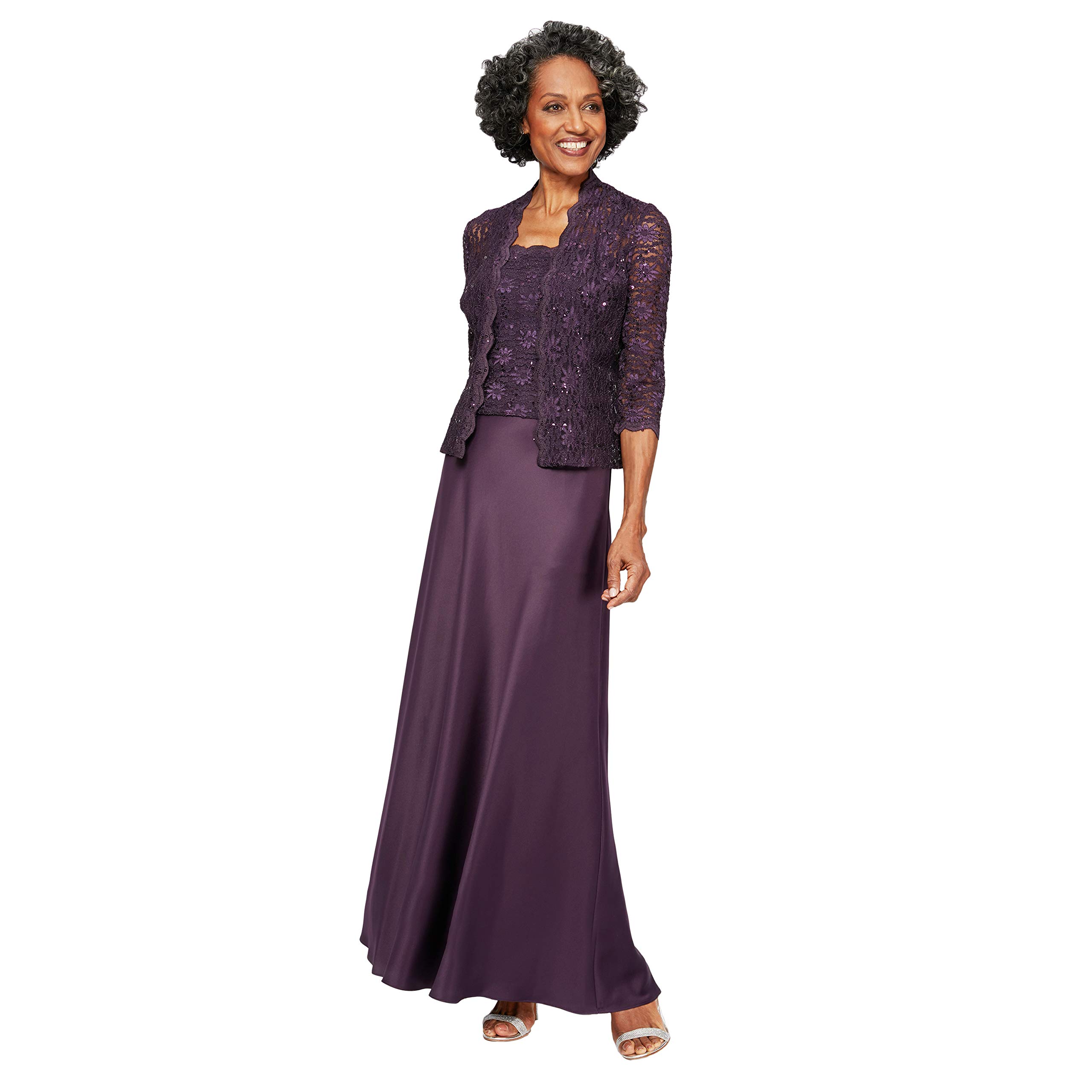Alex Evenings Women's Two Piece Dress with Lace Jacket - Elegant Formal Outfit for Weddings, Parties & Special Occasions (Petite & Regular Sizes)