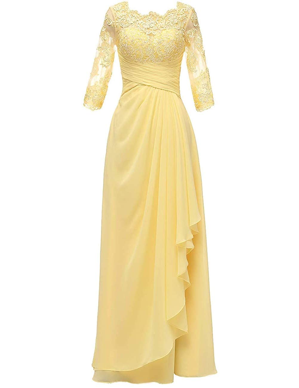 Elegant Long Lace Mother of The Bride Dresses - Chiffon Evening Gowns with Sleeves for Wedding Guest & Special Occasions | Perfect for Formal Events, Ceremonies & Parties