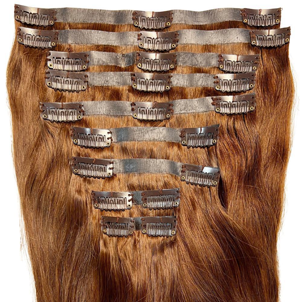 Medium Brown 100% Human Hair Clip-In Extensions - Seamless & Natural Look for Volume & Length - Perfect for Daily Wear, Parties & Special Occasions