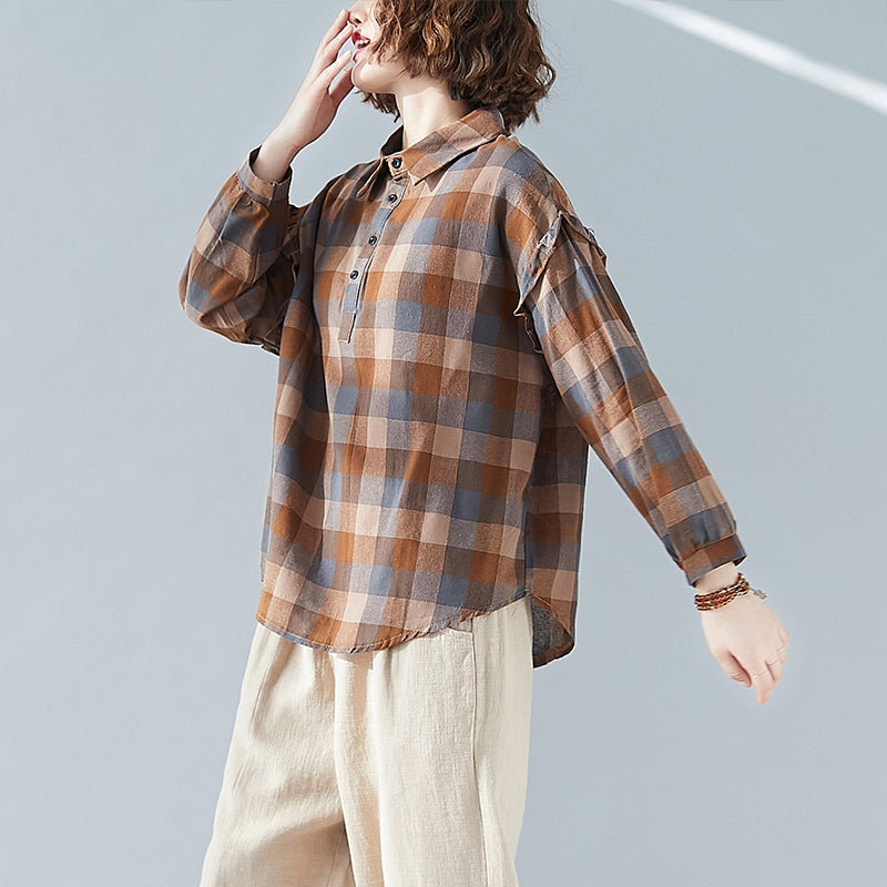 Plus Size Check Shirt for Women - Stylish & Comfortable Flannel Shirts for Curvy Ladies - Perfect for Casual Outfits & Layering in Fall/Winter
