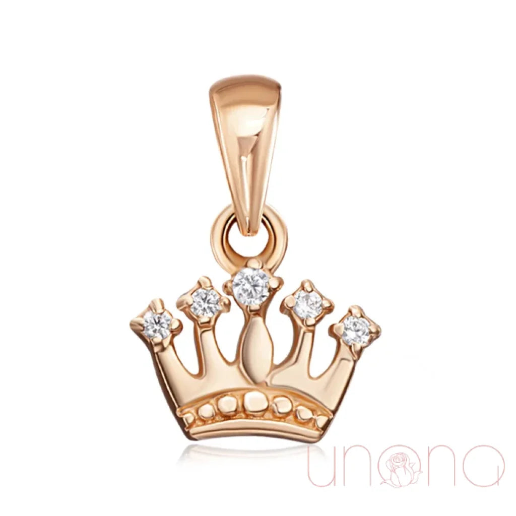 14K Gold Crown Pendant Necklace with Genuine Cubic Zirconia - Elegant Jewelry Gift for Women, Perfect for Birthdays, Anniversaries & Special Occasions