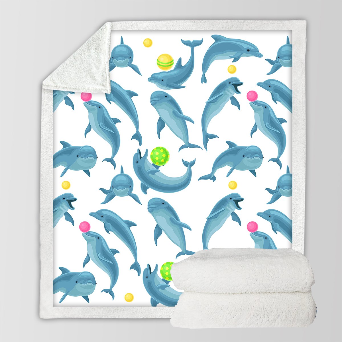 Cozy Dolphins Soul Fins Sherpa Fleece Blanket - Ultra Soft Warm Throw for Couch, Bed & Winter - Perfect Gift for Home, Office & Travel