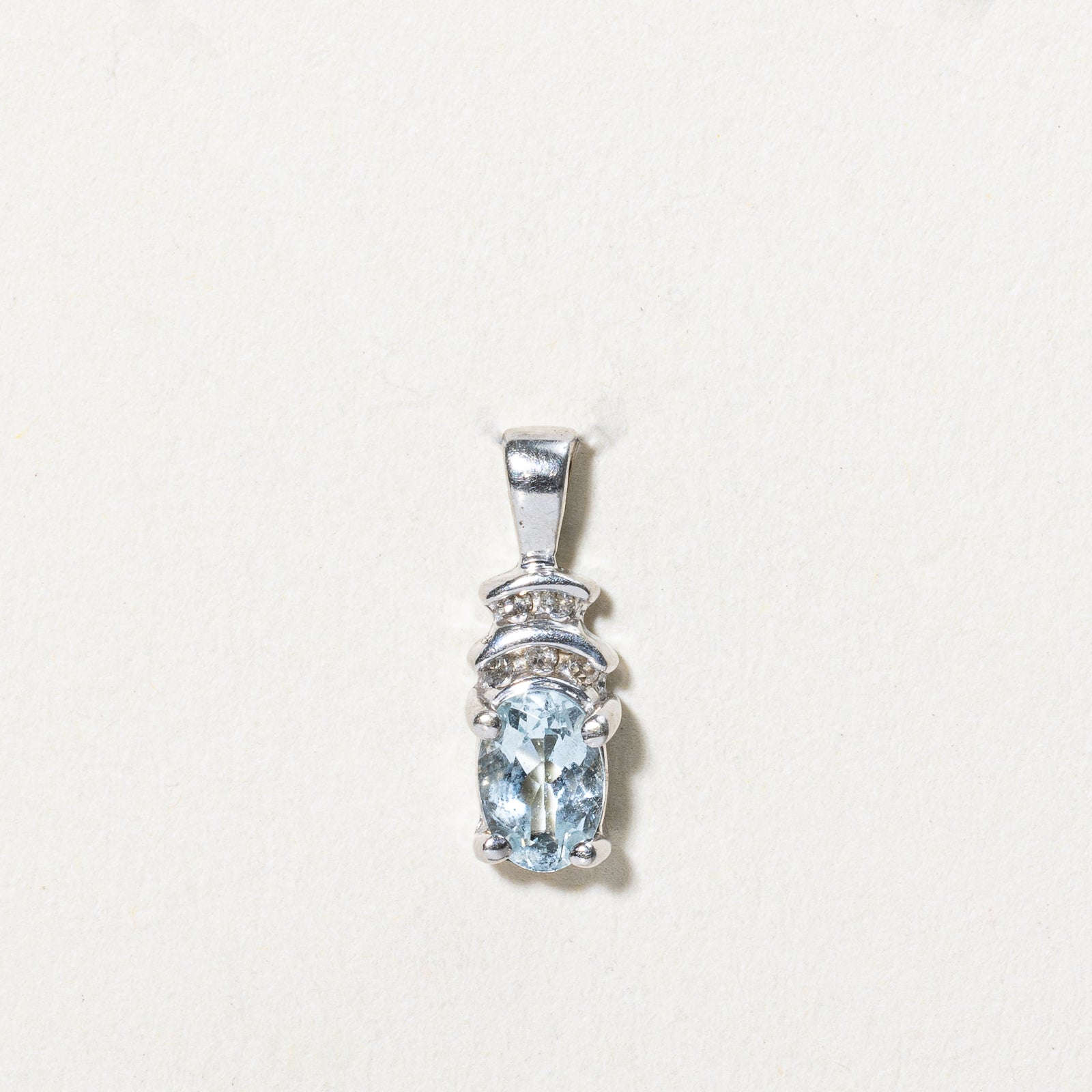 Aquamarine and Diamond Drop Pendant Necklace - 0.34ct Aquamarine & 0.03ctw Diamond - Elegant Jewelry Gift for Women - Perfect for Weddings, Anniversaries & Special Occasions