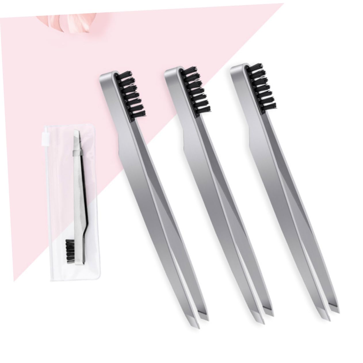 Stainless Steel Eyebrow Tweezers Set - 3pcs for Women, Precise & Portable - Perfect for Travel & Home Makeup