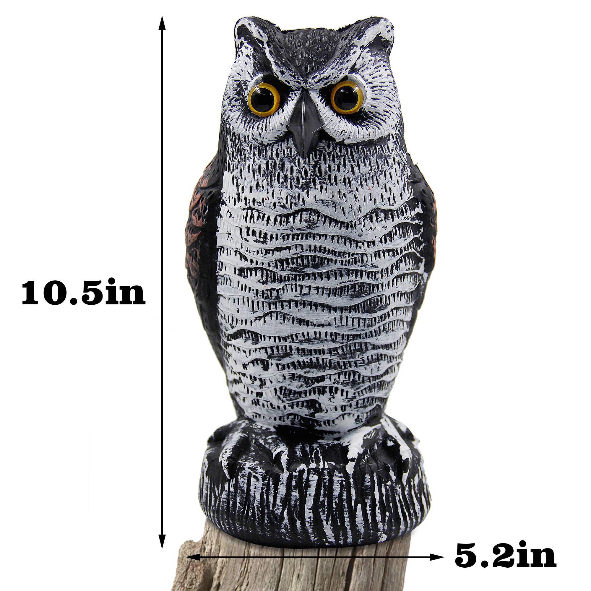 Hausse 3 Pack Realistic Fake Horned Owl Scarecrow Decoy - Plastic Owl Bird Deterrent for Garden, Yard & Outdoor Pest Control - Protects Crops from Birds & Small Animals