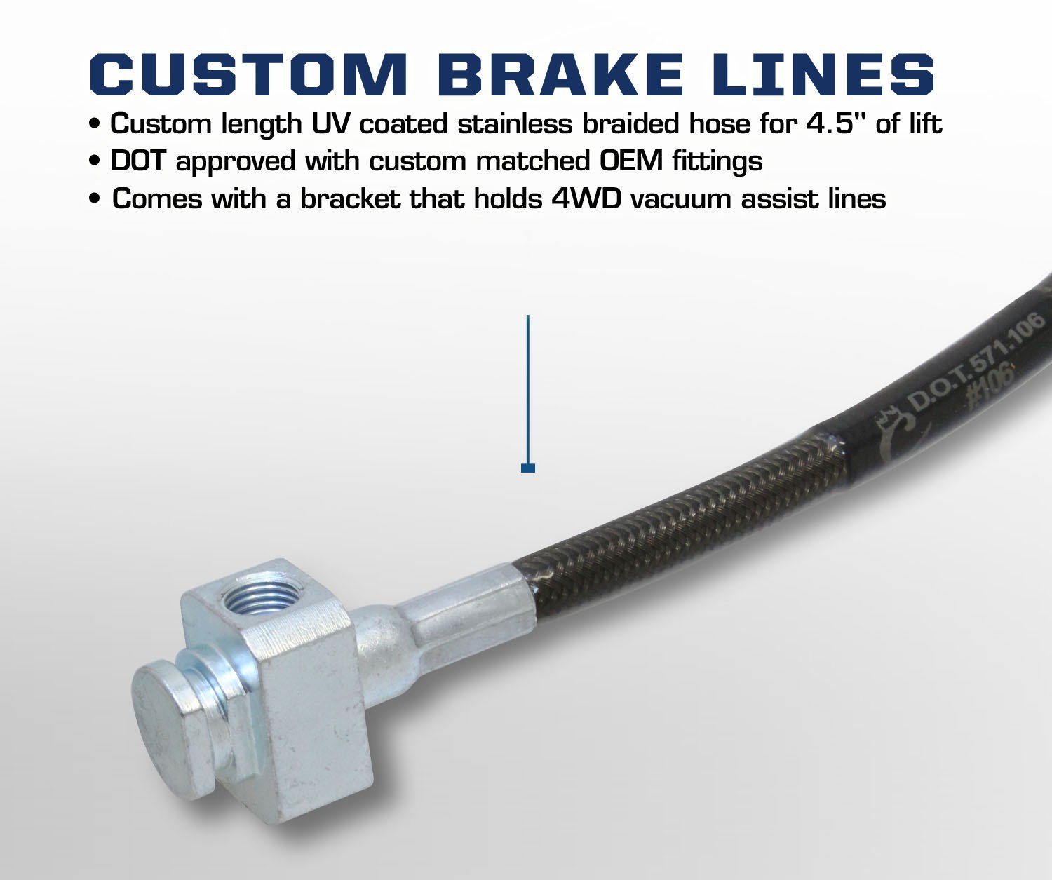 2005-2016 Ford F250 F350 Stainless Steel Braided Brake Line Kit - Heavy Duty Truck Brake Hose Replacement for Off-Road & Towing