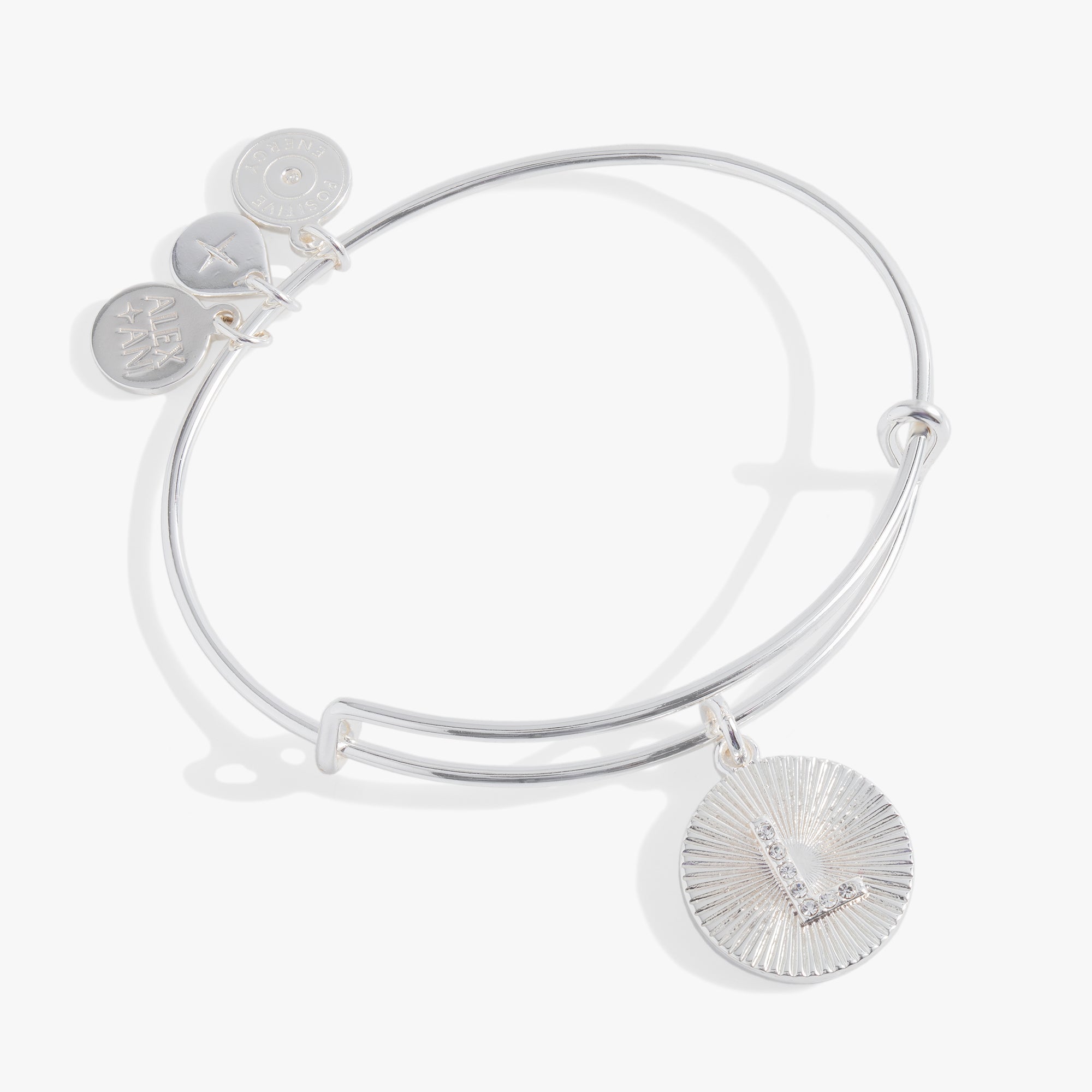 Initial L Pave Starburst Texture Bangle - Elegant Personalized Jewelry for Women | Perfect for Gifts, Anniversaries & Special Occasions