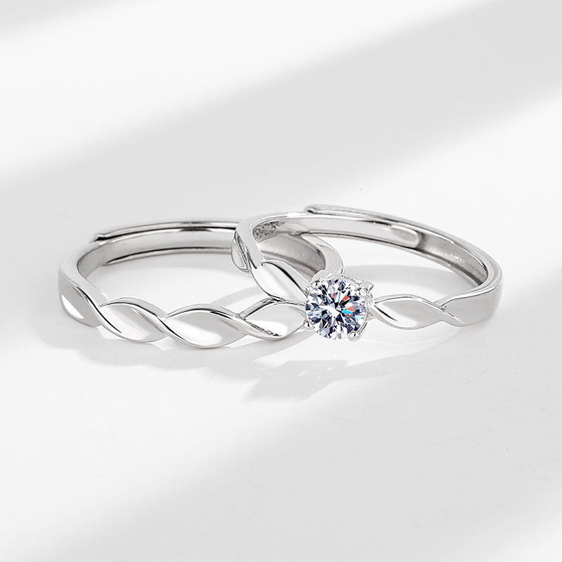 Sterling Silver Twist Couple Rings for Women & Men - Elegant Matching Wedding Bands, Anniversary Gifts - Perfect for Engagements, Valentine's Day & Romantic Occasions
