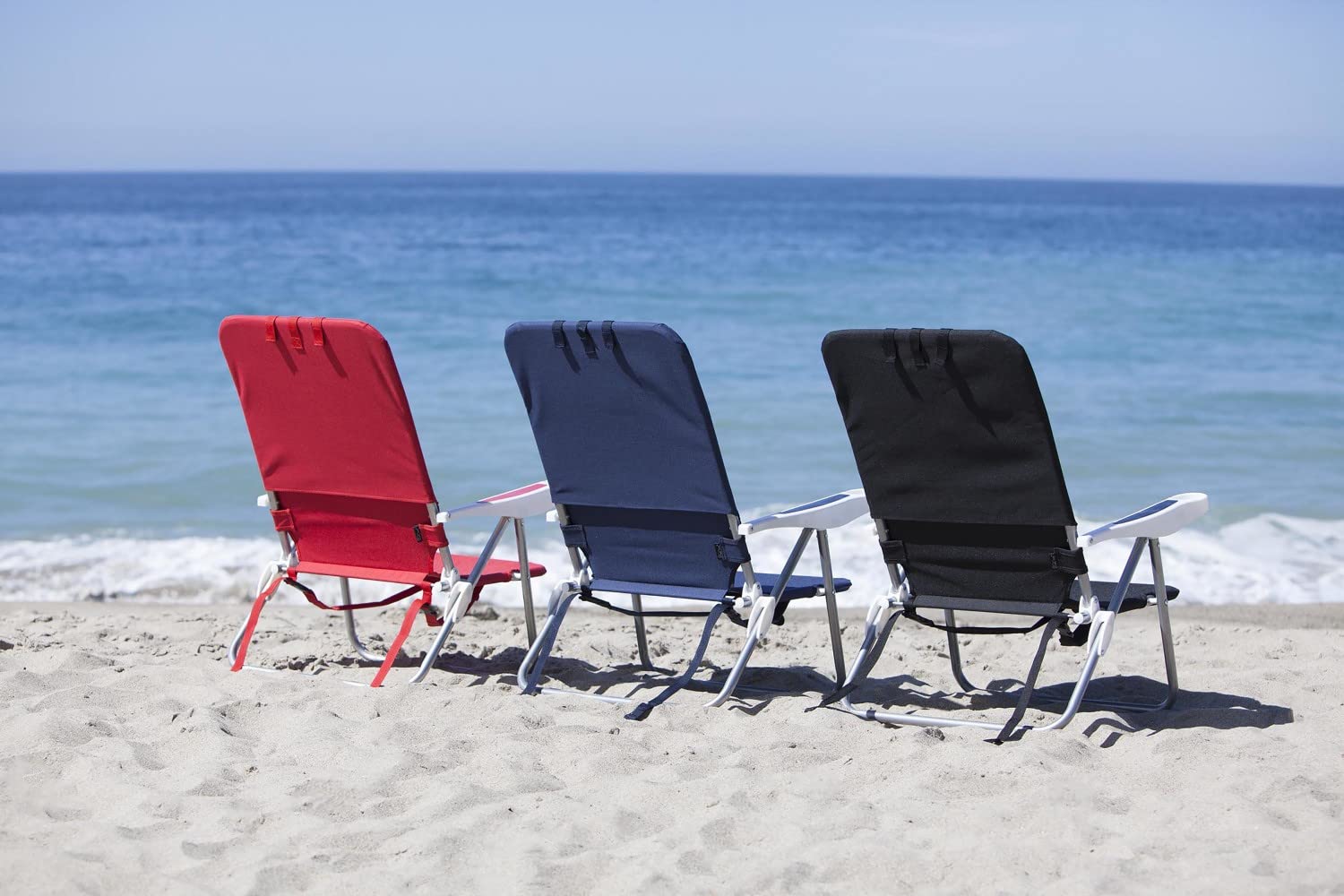 PICNIC TIME NCAA Ole Miss Rebels Monaco Folding Beach Chair - Portable Outdoor Lounge Chair for Beach, Pool, Camping, Tailgating & Sporting Events