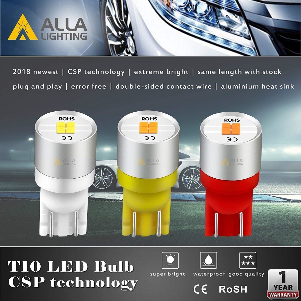 2825 194 LED Light Bulbs 12V - 1616 SMD 168 158 194NAK Super Bright White - Perfect for Car Interior, Dashboard, Dome, Map, License Plate Lights