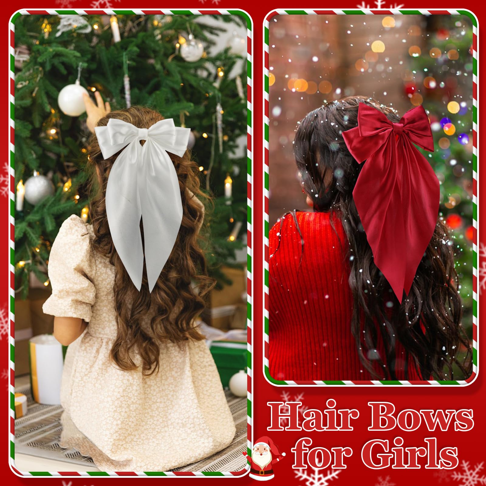 5 Pcs Satin Hair Bows - Christmas Hair Accessories for Women & Girls | Holiday Party & Gifts